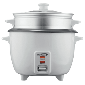 BRENTWOOD APPLIANCES INC Rice Cooker, 6" x 6" x 7", 8-Cups, White, Stainless Steel, Brentwood TS-180S