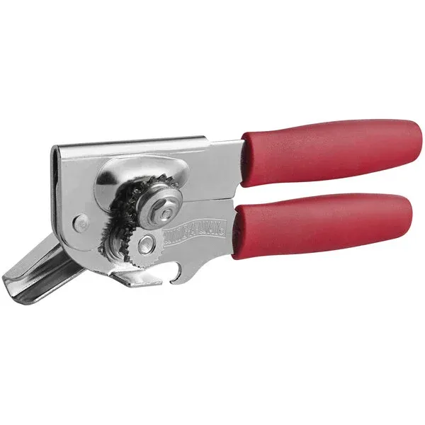 Arvesta Can Opener, Swing Way, 7", Portable, Red Grip Handle