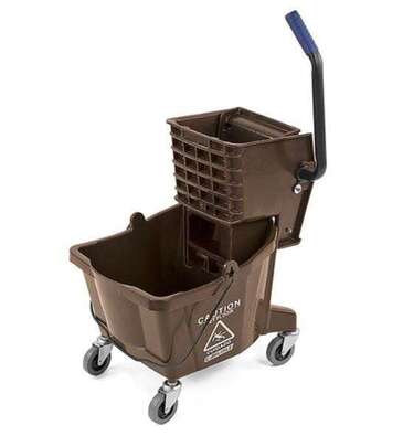 Carlisle Mop Bucket, 26 Qt., Brown, Polyethylene, With Side-Press Wringer, Carlisle 3690869