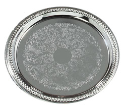 Carlisle Celebration Tray 13", Chrome, Heavy Weight, Gadroon Border (Sold Per Each) Carlisle 608905
