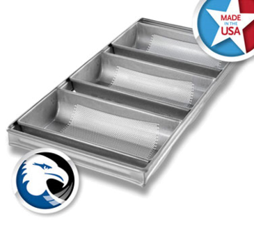 Chicago Metallic Chicago Metallic Bread Pan, 3-Strap, Aluminized Steel, Hearth, Chicago Metallic 44405