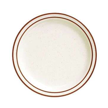 Tuxton China China Plate, 9", Flat, Narrow Rim, Speckle, 24/Case