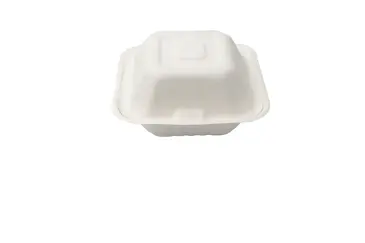 Clamshell Container, 6" X 6", White, Bagasse, 500/case, Arvesta HL-66A