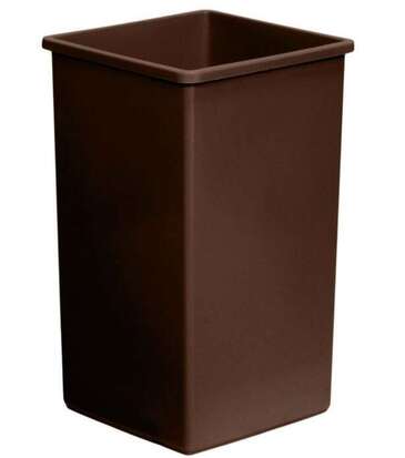 CONTINENTAL MANUFACTURING CO. Waste Basket, 32 Gallon, Brown, Plastic, Square, Continental 32BN