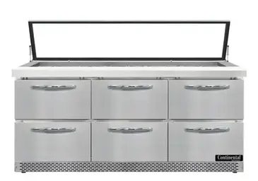 Continental Refrigerator SW72N30M-HGL-FB-D Refrigerated Counter, Mega Top Sandwich / Salad Un