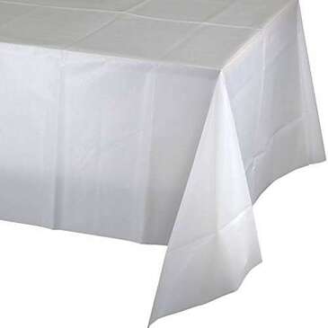 CONVERTING Table Cover, 54" x 108", White, Plastic, Creative Converting 01255