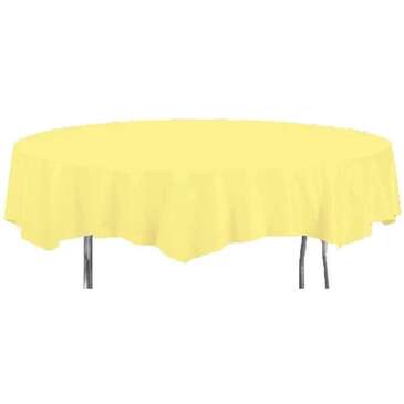 CONVERTING Table cover, 82", Mimosa Yellow, Plastic, Round, Creative Converting 703266