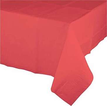 CONVERTING Table Cover, 54" x 108", Coral, Plastic, Creative Converting 723146