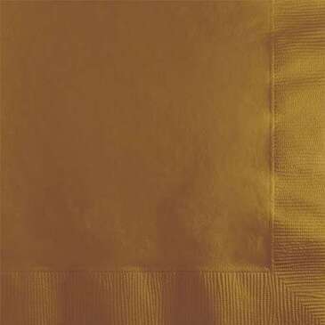 CONVERTING Beverage Napkin, 10" x 10", Gold, Paper, 2 Ply, (50/Pack) Creative Converting 803276B
