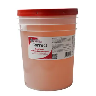 Correct, Dish Machine Detergent, 5 Gal, Red Liquid, Dual Temp, ARTEMIS CHEMICALS CORRECT5G