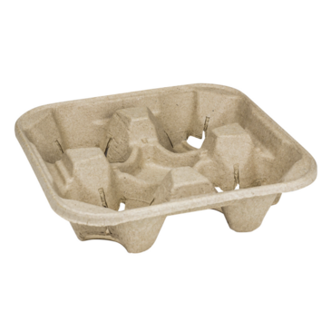 Cup Carrier, 4-Cup, Beige, Molded Fiber, (300/Case), Karat C5000