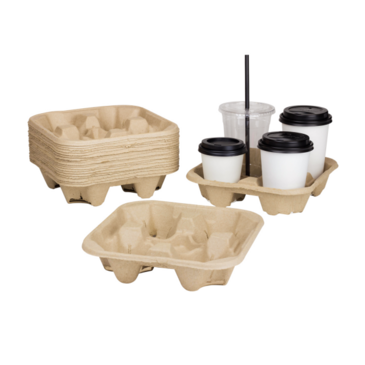 Cup Carrier, 4-Cup, Beige, Molded Fiber, (300/Case), Karat C5000