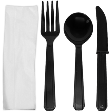 LOLLICUP Cutlery Kit, Heavyweight, Black, Polystyrene, (250/Case), Karat U2200-HD