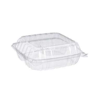 DART SOLO CONTAINER Hinged Container, 8.3", 3 Compartments, Clear, OPS, (250/Case) Dart C90PST3