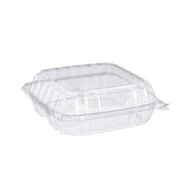 DART SOLO CONTAINER Hinged Container, 8.3", 3 Compartments, Clear, OPS, (250/Case) Dart C90PST3