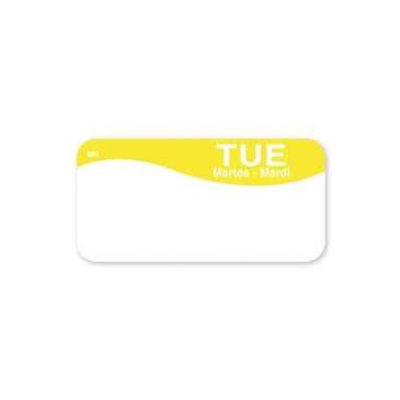 DAYMARK SAFETY SYSTEMS "Tuesday" Labels, 2"x1", Yellow, Trilingual, (1000/Roll), Daymark Safety Systems 110036-2