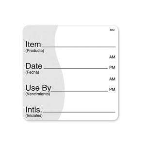 DAYMARK SAFETY SYSTEMS Labels, 2", White, Square, Item/Date/Use,  Bilingual, Removable, (500/Roll) Daymark Safety Systems IT112475 