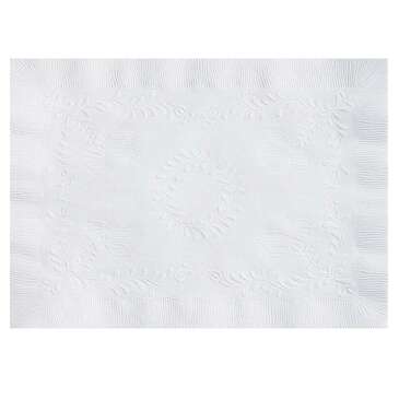 DOT FOODS, INC. Placemat, 10' x 14', White, Paper, Anniversary Emboss /W Straight Edge, Hoffmaster PM30659