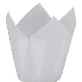 DOT FOODS Baking Cup, 6-1/4" x 6-1/4" x 2", White, Paper, Tulip, Lapaco Paper Products 607-160001