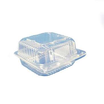DURABLE PACKAGING INTER. Plastic Hinged Container, 5" x 5" x 2.5", Clear, Polystyrene, Square, (500/Case), Durable Packaging PXT-505