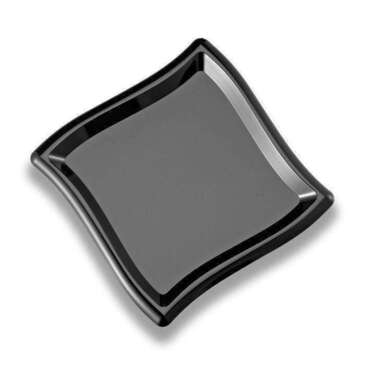 EMI YOSHI, INC. Salad Plate, 7", Black, Polystyrene, Square, Wave, (10/Pack), Emi Yoshi WP7-BK