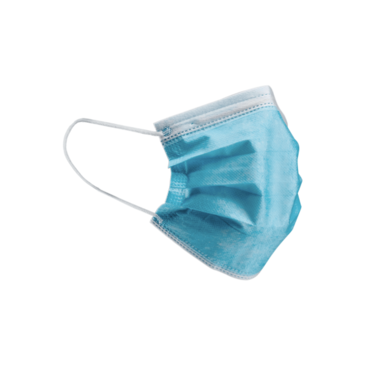 LOLLICUP Face Mask, 3 Ply, Blue, Cloth, With Elastic Ear Loop, (50/Pack), Karat GS-PPE200A