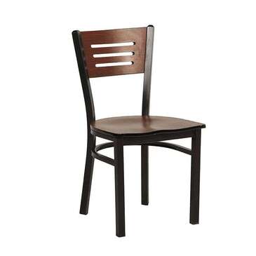 Falcon Chair, 35", Black, Metal, Walnut Wooden Back, Falcon Equipment CH16-W