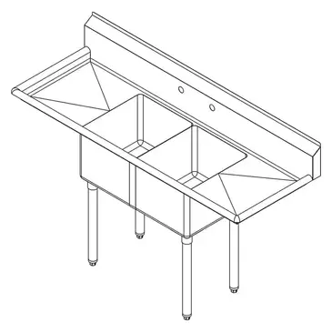 Falcon E2C-10X14-2-15 Sink, (2) Two Compartment