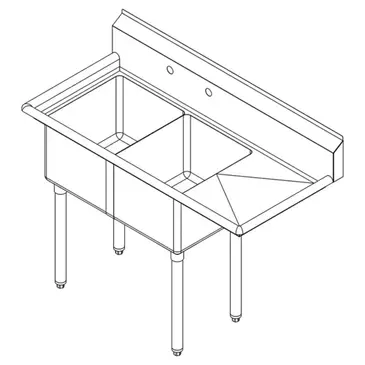 Falcon E2C-10X14-R-15 Sink, (2) Two Compartment