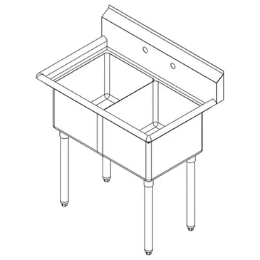 Falcon E2C-16X20-0 Sink, (2) Two Compartment