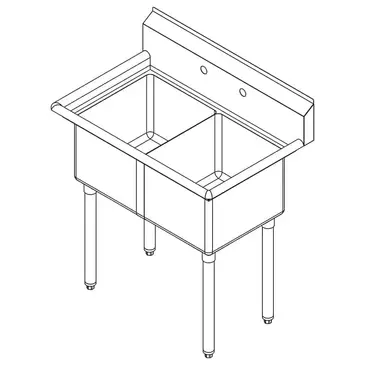 Falcon E2C-16X20-0 Sink, (2) Two Compartment