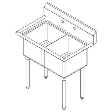 Falcon E2C-16X20-0 Sink, (2) Two Compartment