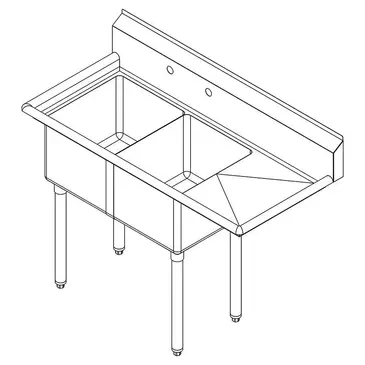 Falcon E2C-16X20-R-18 Sink, (2) Two Compartment