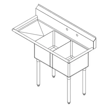 Falcon E2C-18X18-L-18 Sink, (2) Two Compartment