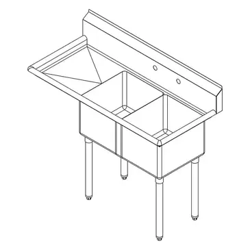 Falcon E2C-18X18-L-18 Sink, (2) Two Compartment