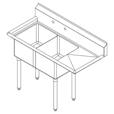 Falcon E2C-24X24-R-24 Sink, (2) Two Compartment