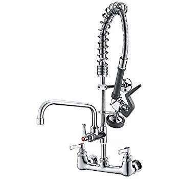 Falcon Pre-Rinse Faucet, 8", Stainless Steel, Wall Mount, with Spout, Falcon Equipment PR-98F