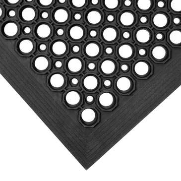 Falcon Floor Mat, 3' x 5', Black, Rubber, Beveled, Holes, Arvesta RMBV-35BK