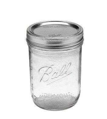 FAMILY STORE Mason Jar, 1 Pt, Clear, Glass, Tapered, (12/Pack), Ball 501163