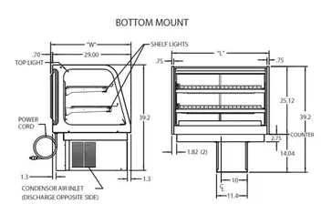 Federal Industries CRB3628 Display Case, Refrigerated Deli, Countertop