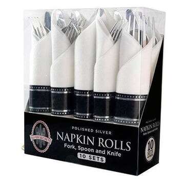 FINE LINE SETTINGS INC. Napkin Rolls, 15" x 15" x 9", Silver, (100/Case) Fine Line Setting 7730