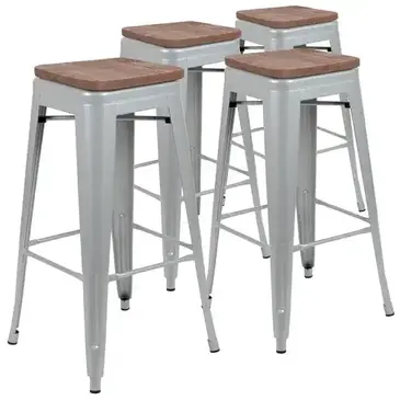 Flash Furniture 4-ET-31320W-30-SV-R-GG Bar Stool, Stacking, Indoor