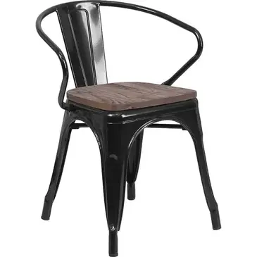 Flash Furniture CH-31270-BK-WD-GG Chair, Armchair, Stacking, Indoor