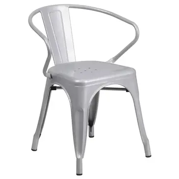 Flash Furniture CH-31270-SIL-GG Chair, Armchair, Stacking, Outdoor