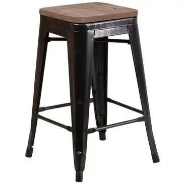 Flash Furniture CH-31320-24-BQ-WD-GG Bar Stool, Stacking, Indoor