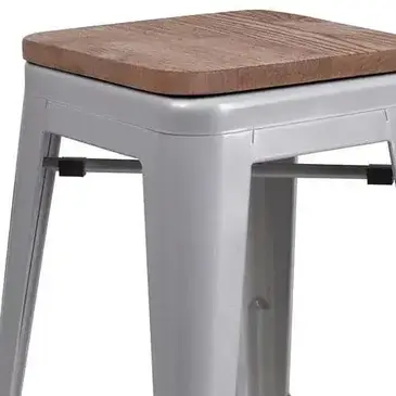 Flash Furniture CH-31320-24-SIL-WD-GG Bar Stool, Stacking, Indoor