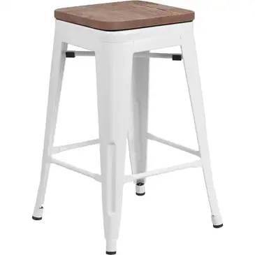 Flash Furniture CH-31320-24-WH-WD-GG Bar Stool, Stacking, Indoor