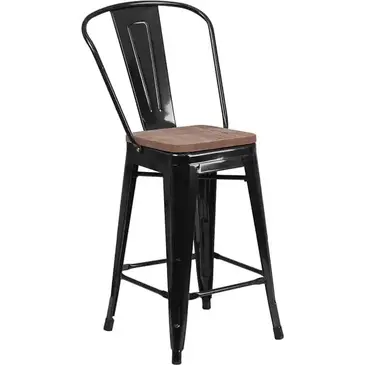 Flash Furniture CH-31320-24GB-BK-WD-GG Bar Stool, Stacking, Indoor