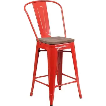 Flash Furniture CH-31320-24GB-RED-WD-GG Bar Stool, Stacking, Indoor