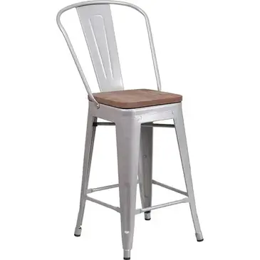 Flash Furniture CH-31320-24GB-SIL-WD-GG Bar Stool, Stacking, Indoor